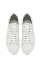 Women's White Lace-Up Leather Sneaker | Derimod