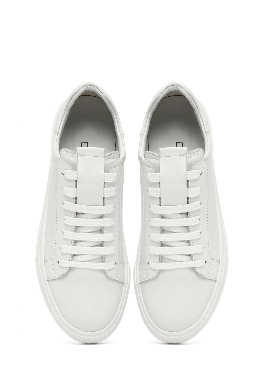 Women's White Lace-Up Leather Sneaker