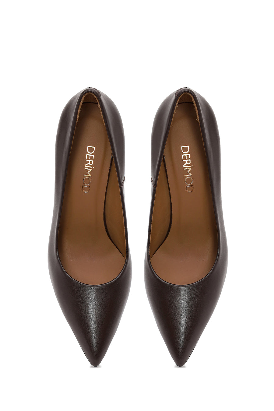 Kadın Kahverengi İnce Topuklu Deri Stiletto