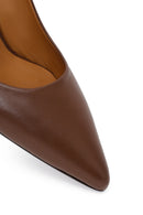 Woman Light Brown Leather Stiletto with Thin Heel | Derimod