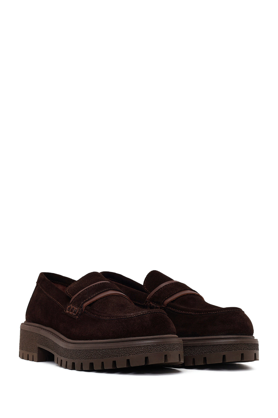 Woman Brown Thick-soled Suede Leather Masculine Loafer