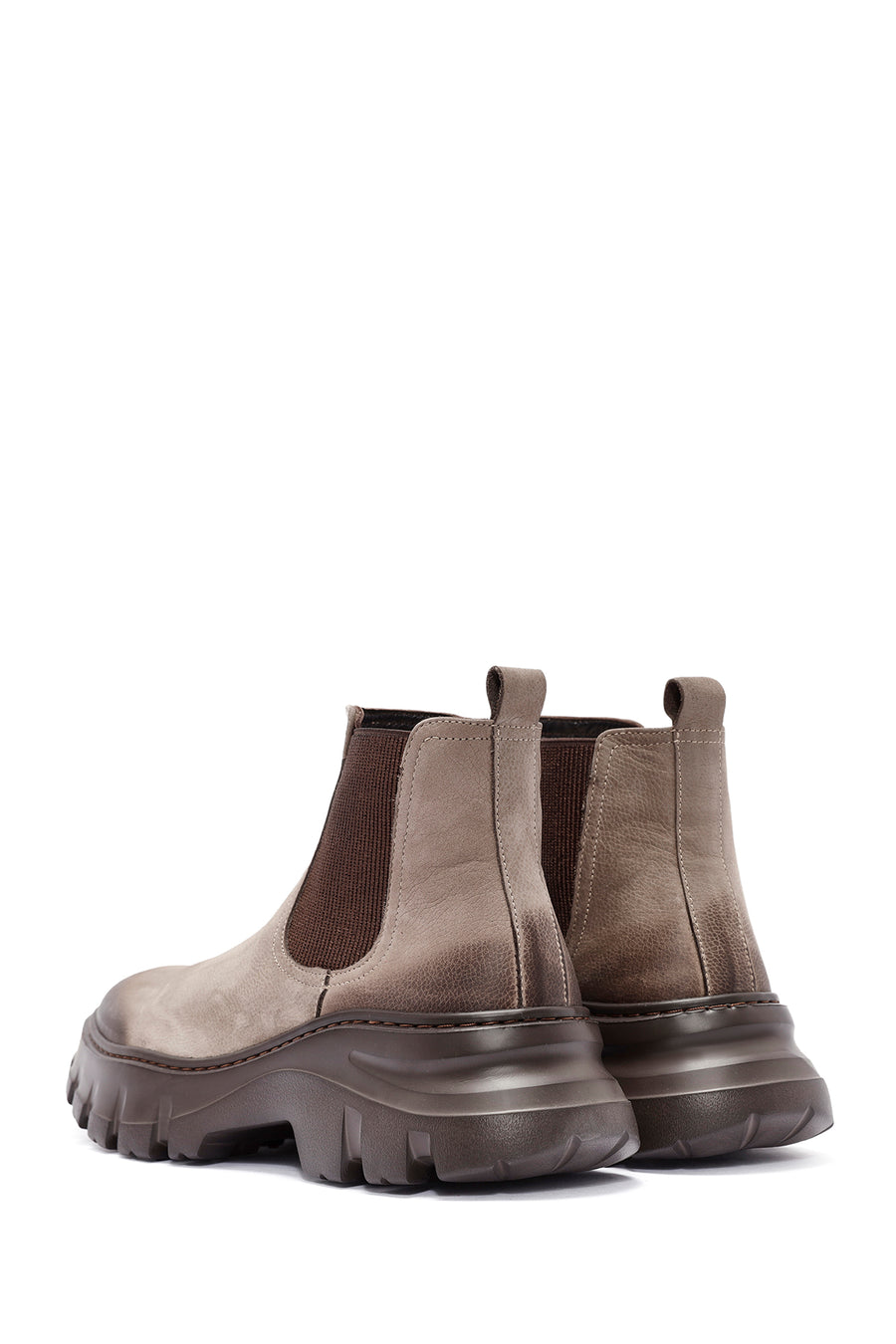 Men's Beige Nubuck Leather Chelsea Boots