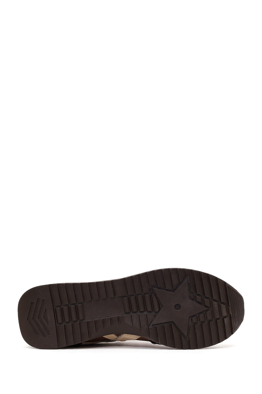 Woman Brown Lace-Up Charm Leather Sneaker