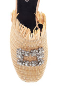 Women's Beige Straw Stone Flat Slippers | Derimod