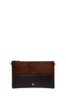 Woman Brown Chain Strap Braided Clutch Bag | Derimod