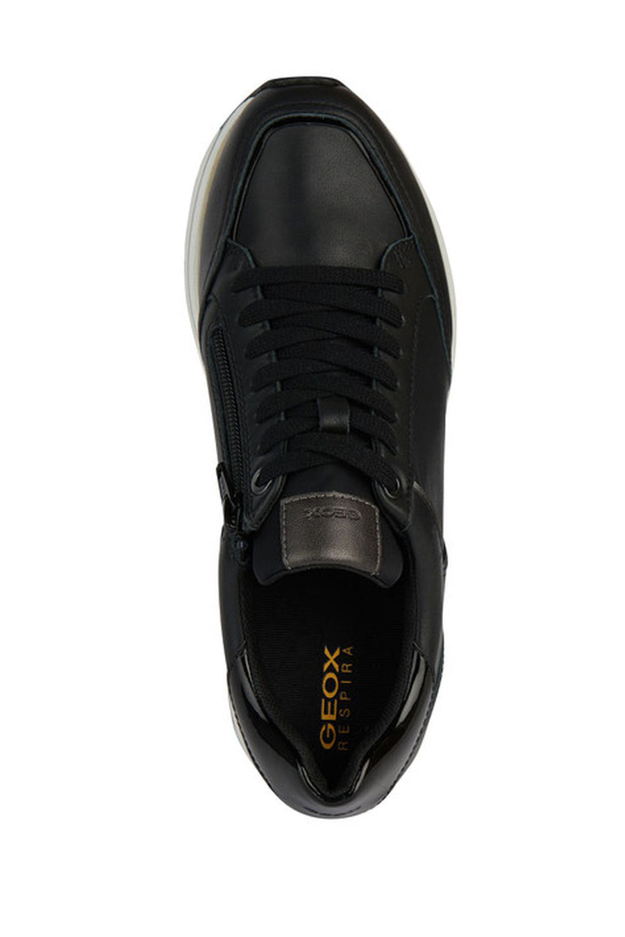 Geox Women's Black Kency Thick Sole Lace-Up Leather Sneaker