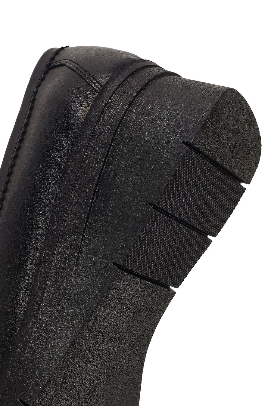 Woman Black Buckled Wedge Leather Comfort Loafer