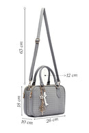 Women's Grey Long Strap Printed Classic Handbag | Derimod