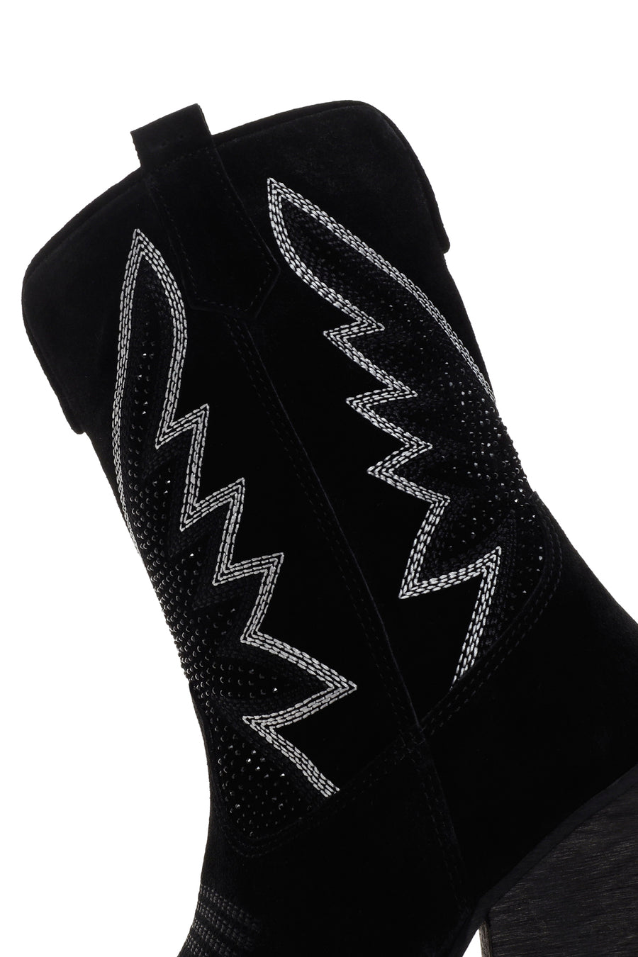 Women's Black Stone Leather Cowboy Boots