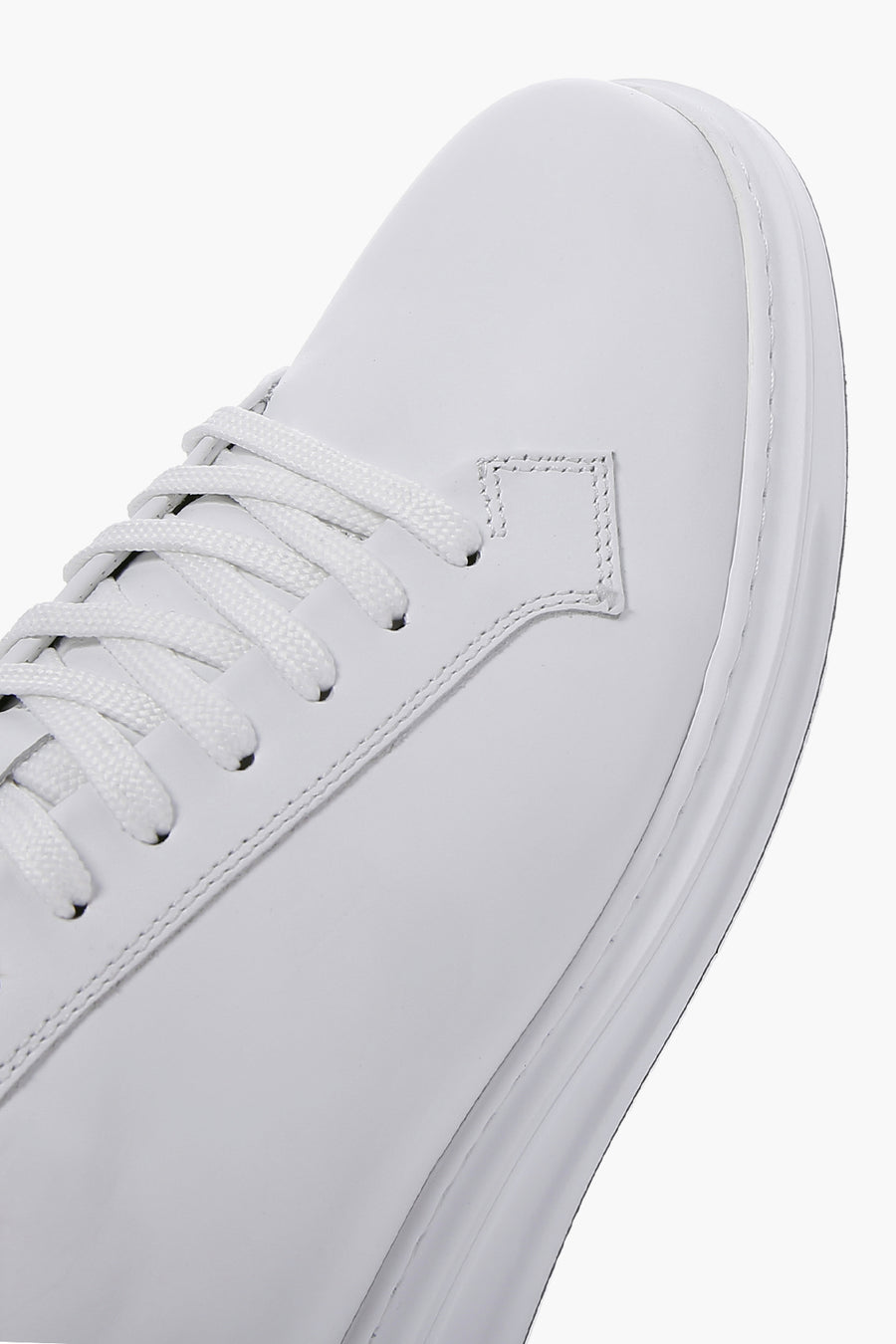 Men's White Lace-Up Leather Sneakers