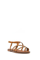 Women's Tan Buckled Leather Bodrum Sandals | Derimod
