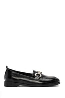 Women's Black Buckle Detailed Leather Masculine Loafer | Derimod