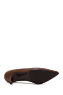 Woman Light Brown Leather Stiletto with Thin Heel | Derimod