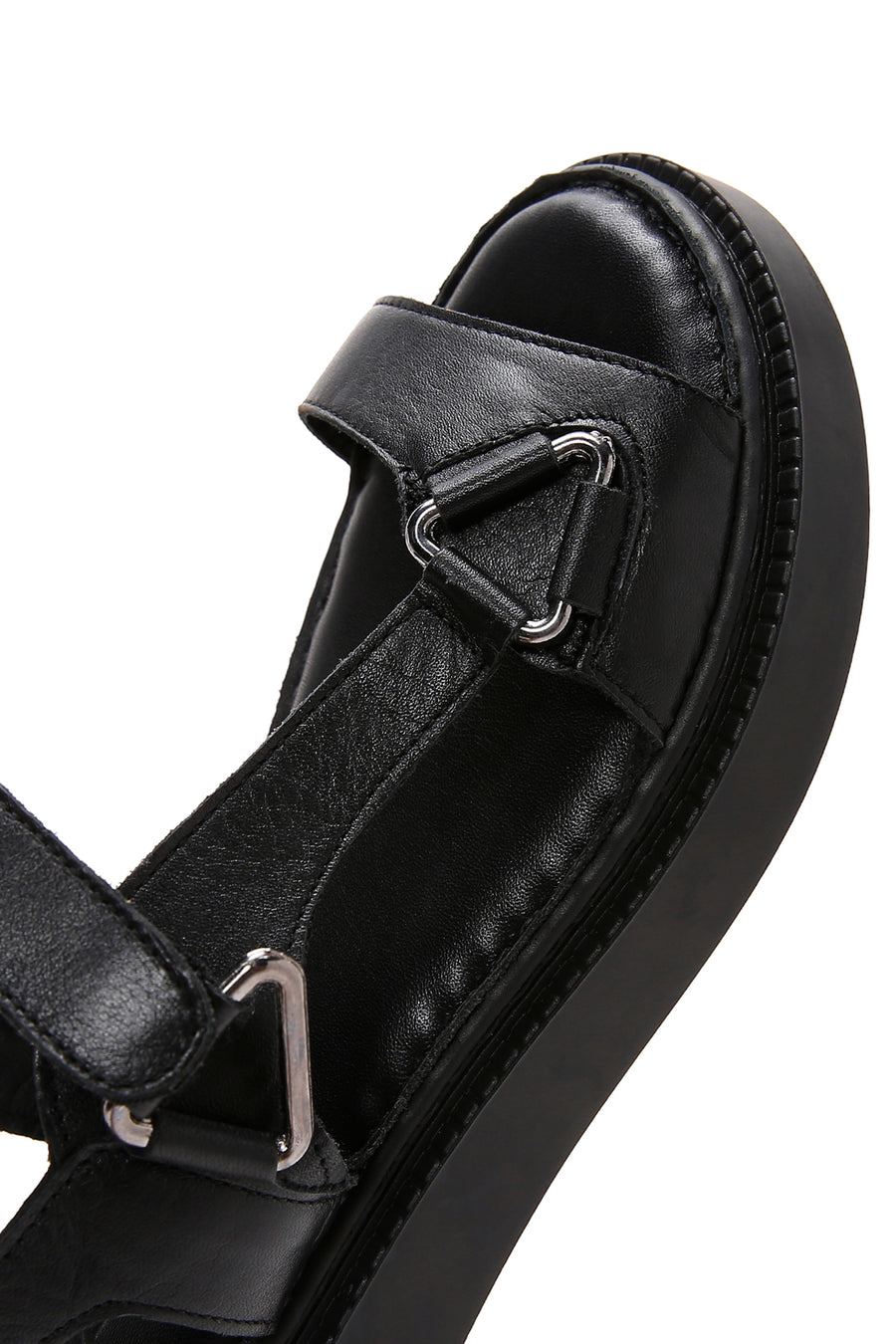 Kadın Siyah Bilekten Bantlı Deri Comfort Sandalet