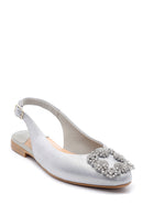 Women's Leather Stone Ballerinas | Derimod