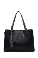 Woman Black Long-Strap Patterned Shoulder Bag | Derimod