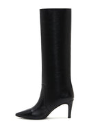 Women's Black Leather Heeled Boots | Derimod