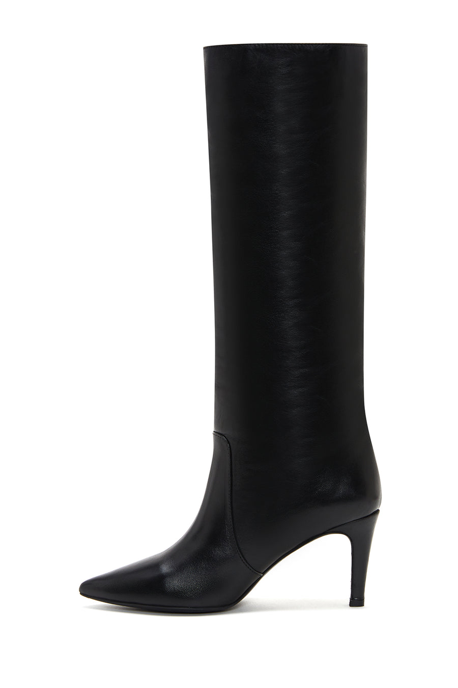 Women's Black Leather Heeled Boots