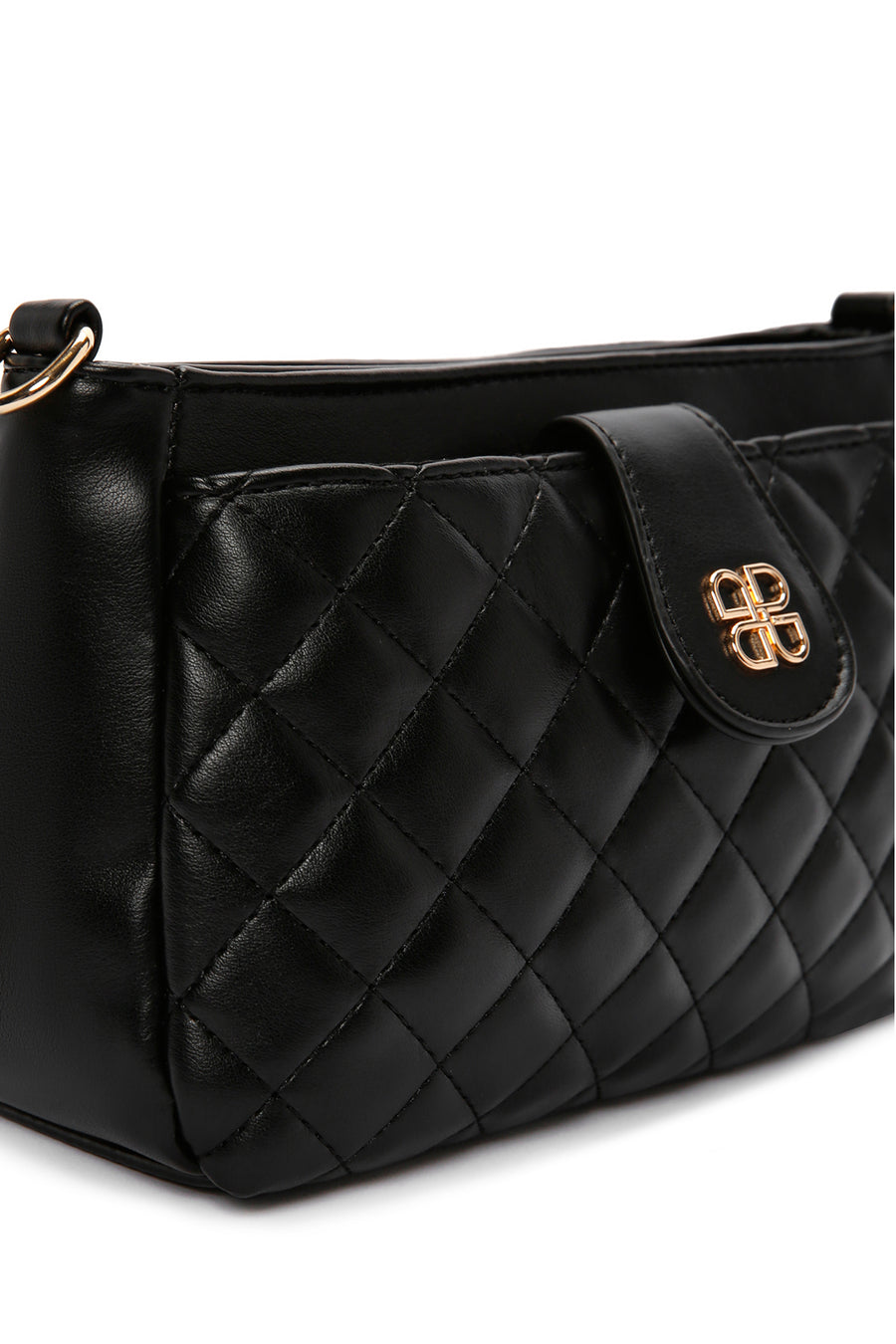 Women's Black Long Strap Quilted Handbag