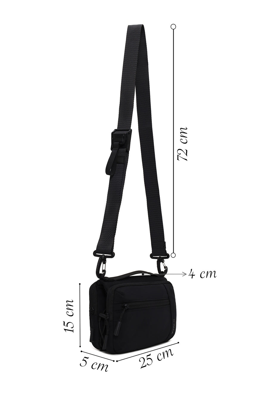 D-Pack Erkek Siyah Uzun Askılı Mini Kumaş Çapraz Çanta