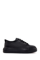 Male Black Lace-Up Thick-Soled Leather Sneaker | Derimod