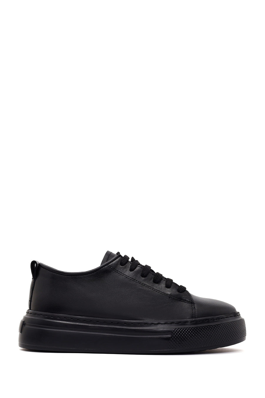 Male Black Lace-Up Thick-Soled Leather Sneaker WM830003DV | Derimod