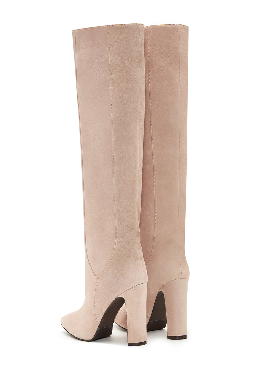 Women's Beige Suede Leather Heeled Boots