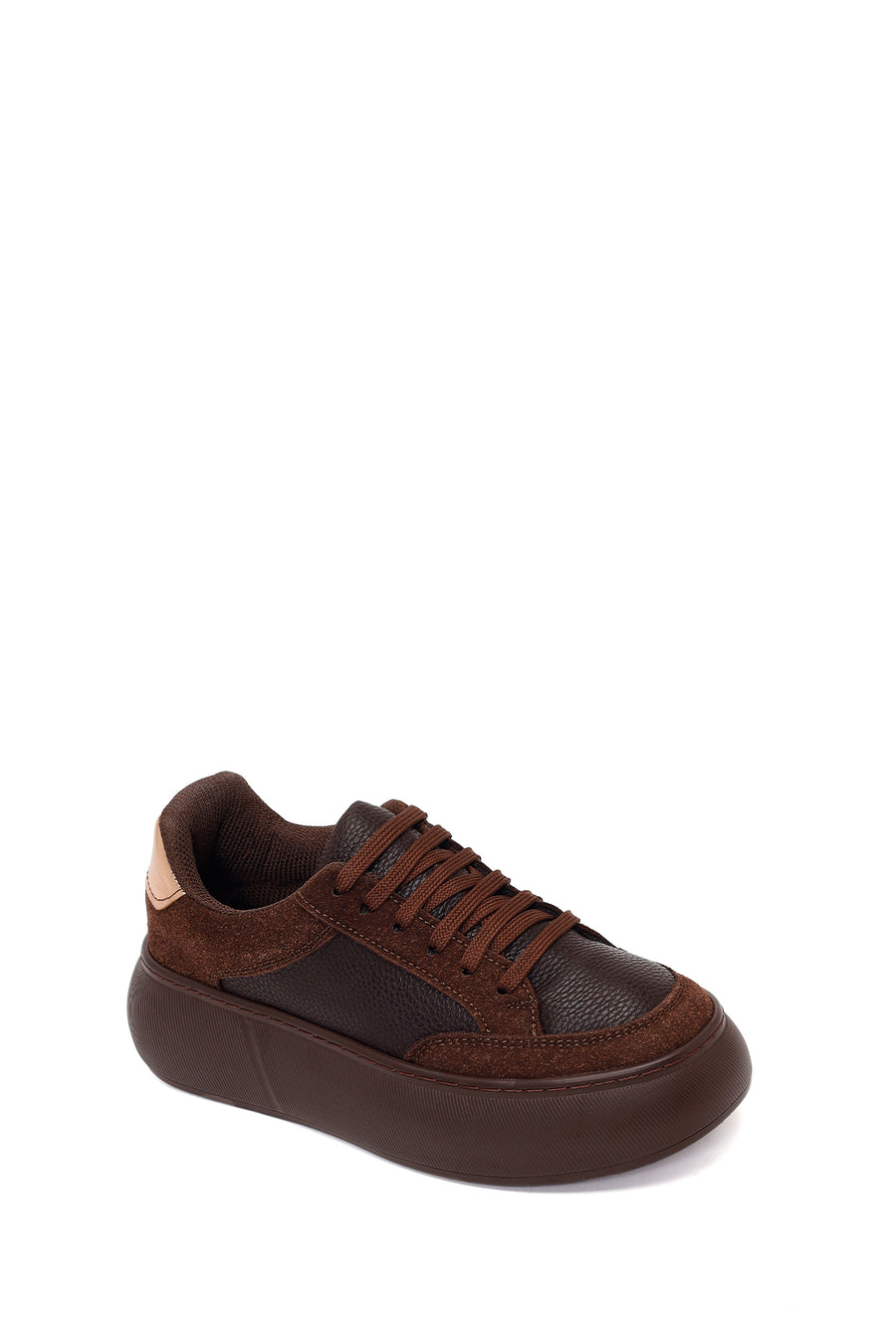 Woman Brown Lace-Up Chunky Sneaker