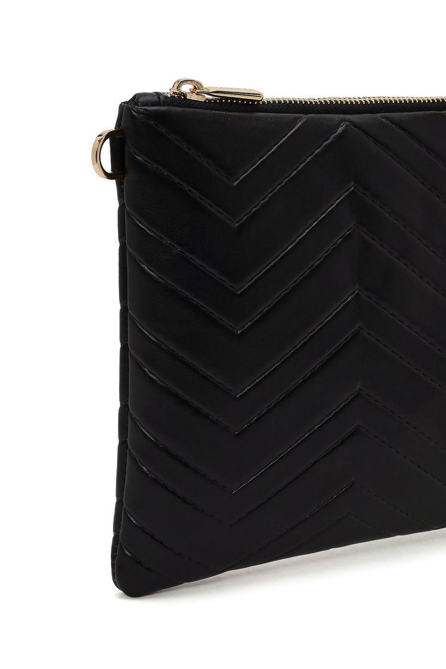 Woman Black Printed Clutch Bag with Long Chain Strap