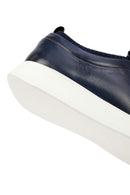 Erkek Lacivert Bağcıklı Kalın Tabanlı Deri Sneaker | Derimod
