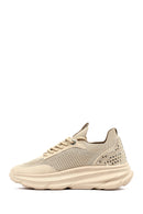 Derimod Zero Women Beige Lace-Up Thick-Soled Fabric Sneaker | Derimod