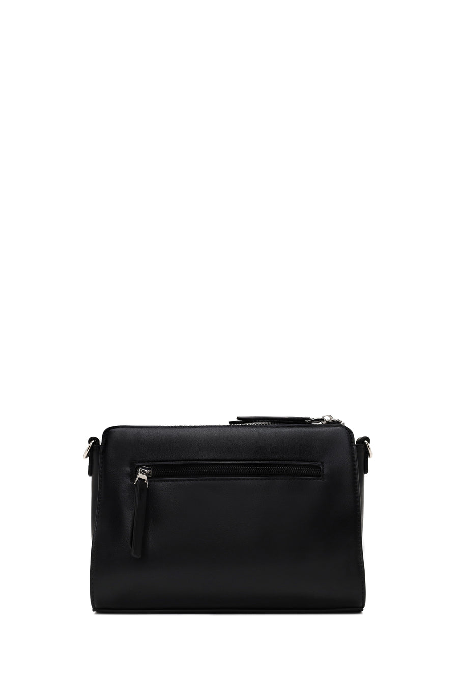 Woman Black Long-Strap Patterned Crossbody Bag