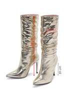 Women's Gold Thin Heeled Boots | Derimod