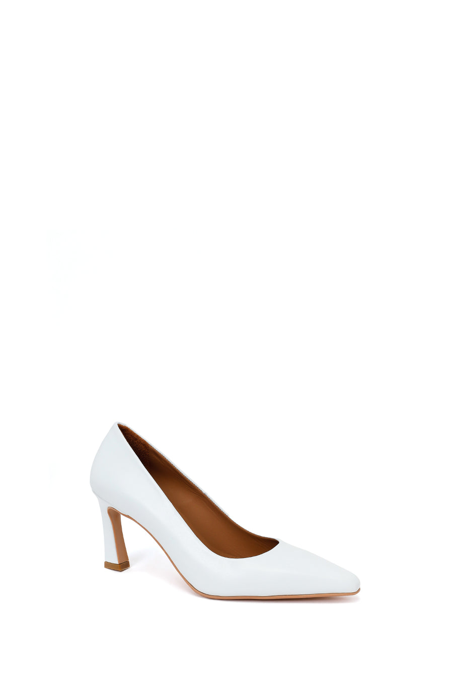 Kadın Beyaz Kalın Topuklu Deri Stiletto