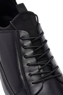 Erkek Siyah Bağcıklı Deri Sneaker | Derimod
