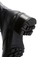 Women's Black Leather Zippered Heeled Boots | Derimod