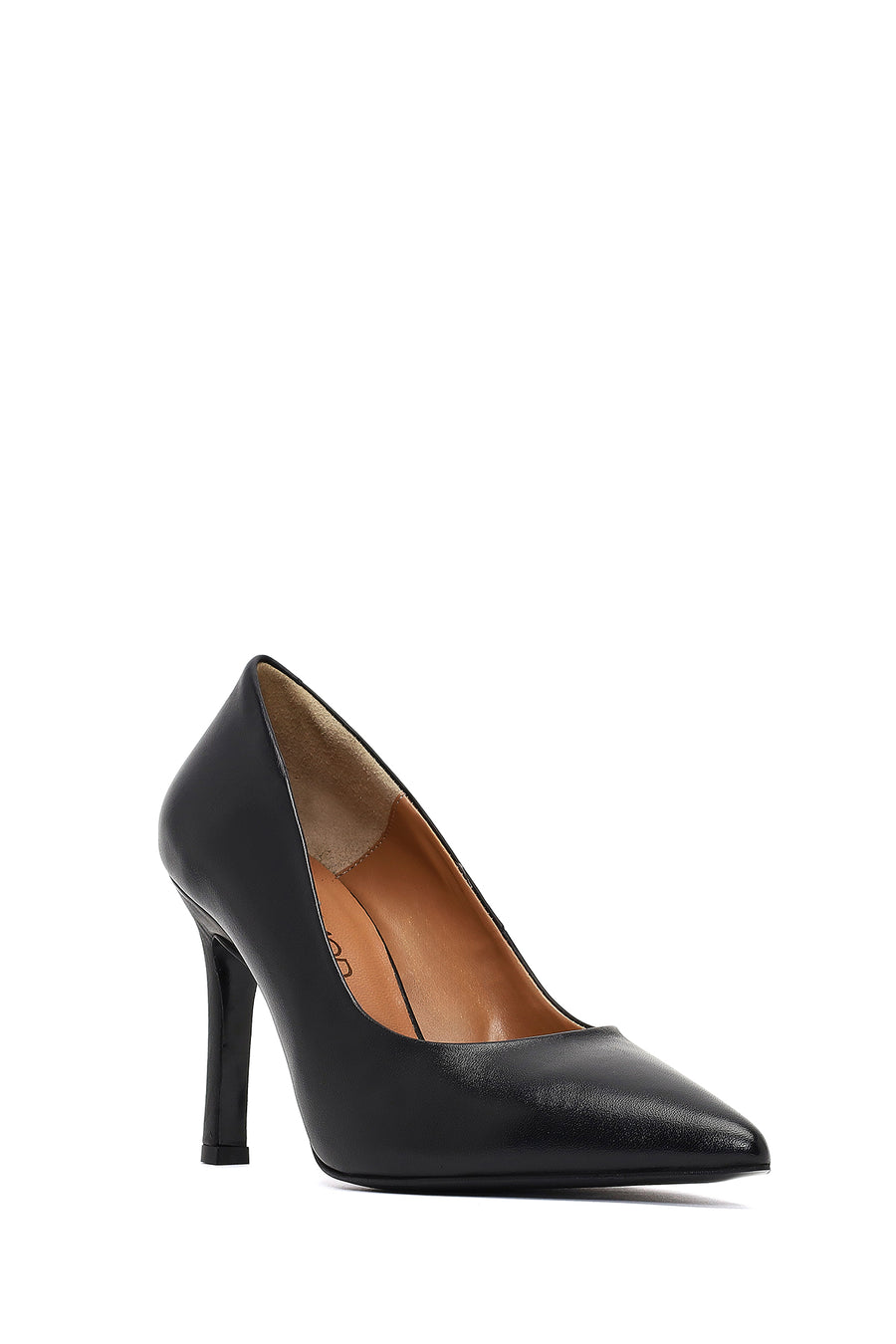 Woman Black Thin-Heeled Leather Stiletto