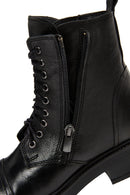 Women's Black Leather Zippered Boots | Derimod