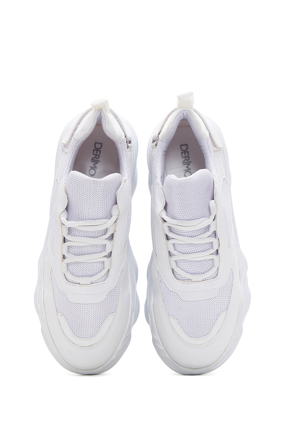 Women's White Lace-Up Thick Soled Sneaker
