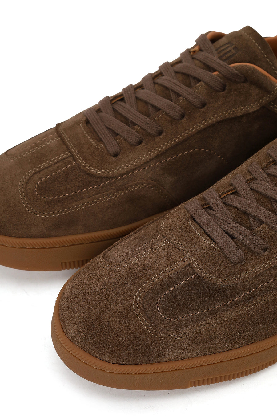 Male Tan Lace-up Thick-Soled Suede Leather Sneaker