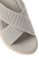 Woman Grey Thick-Soled Fabric Comfort Slippers | Derimod