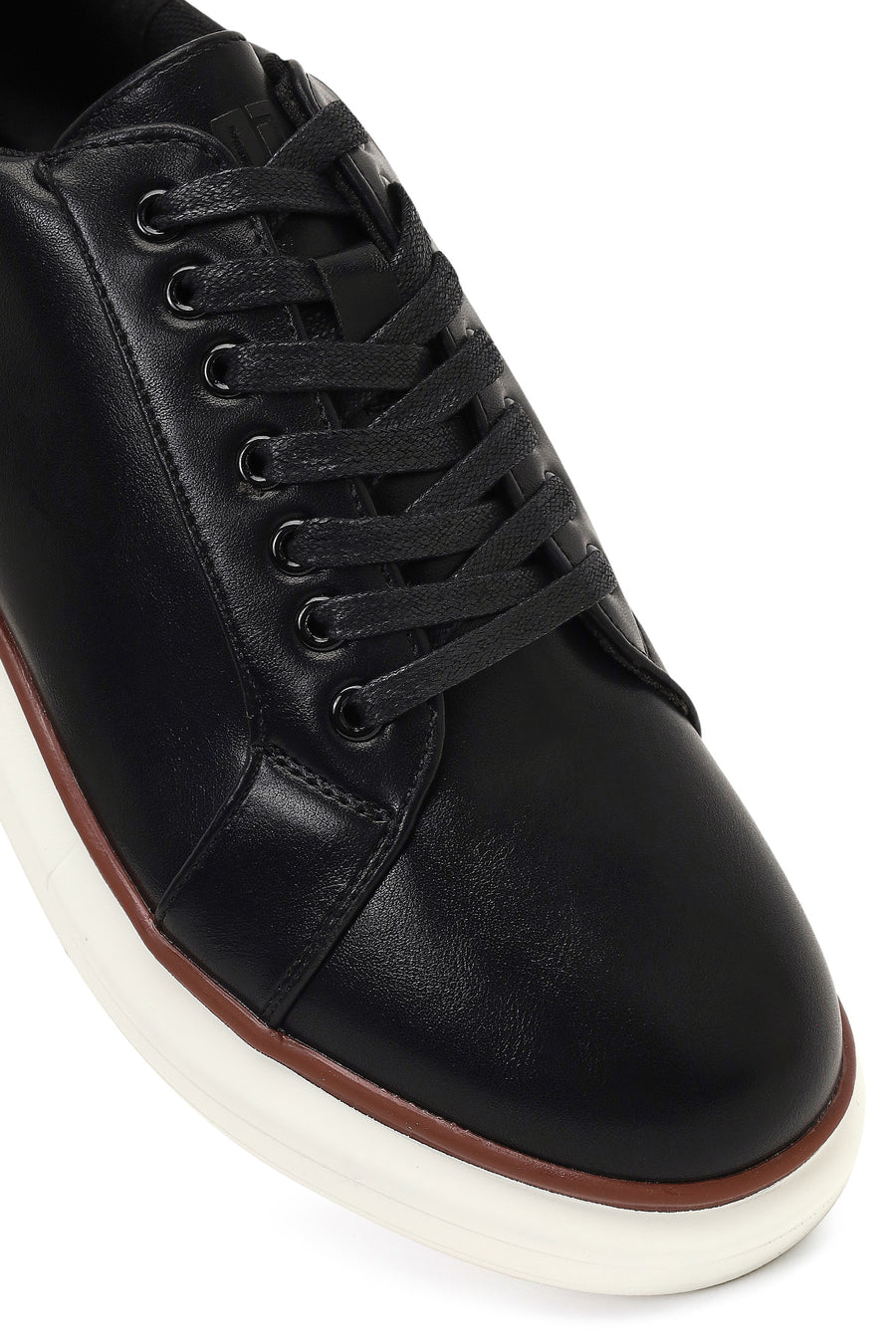 Men's Black Lace-Up Thick-Soled Sneaker