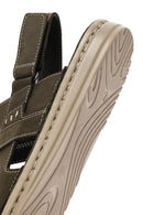 Men's Khaki Leather Sandals | Derimod