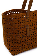 Woman Brown Patterned Suede Shoulder Bag | Derimod