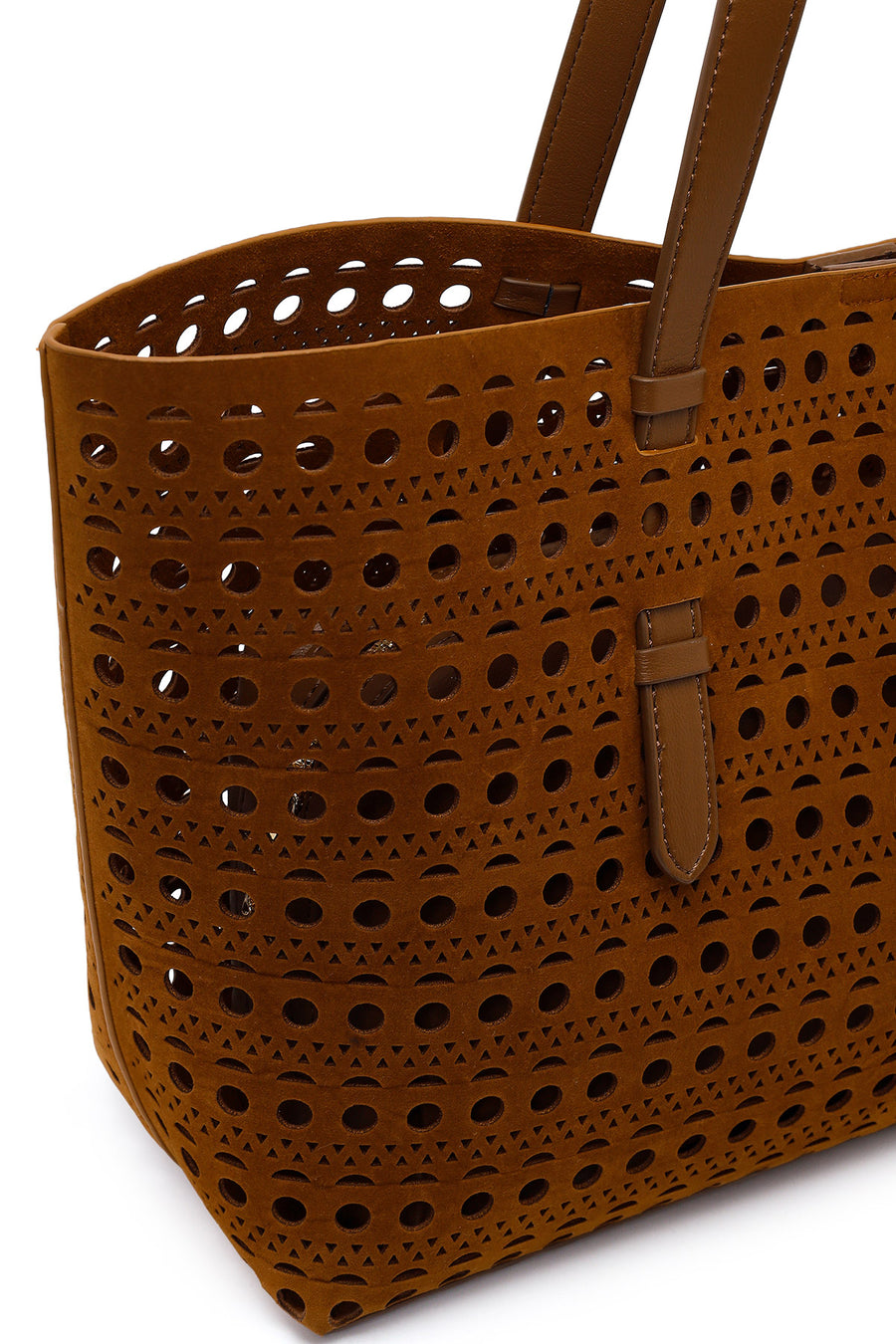 Woman Brown Patterned Suede Shoulder Bag