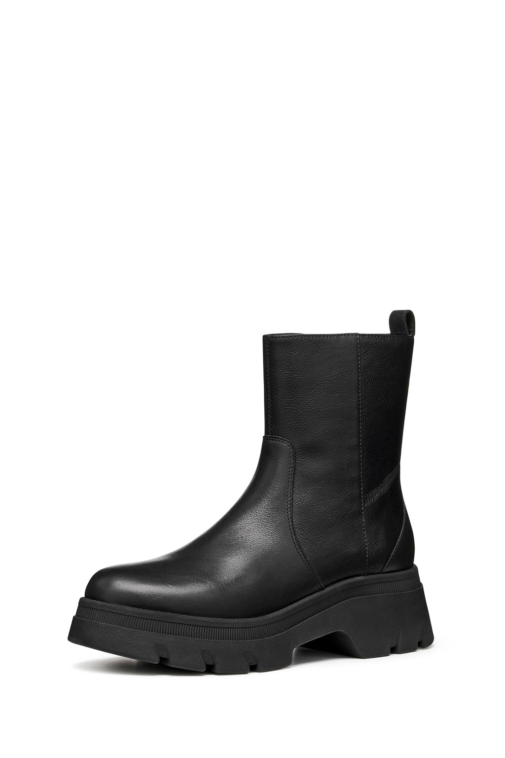 Geox Kadın Siyah D Pluette Fermuarlı Kalın Tabanlı Deri Bot