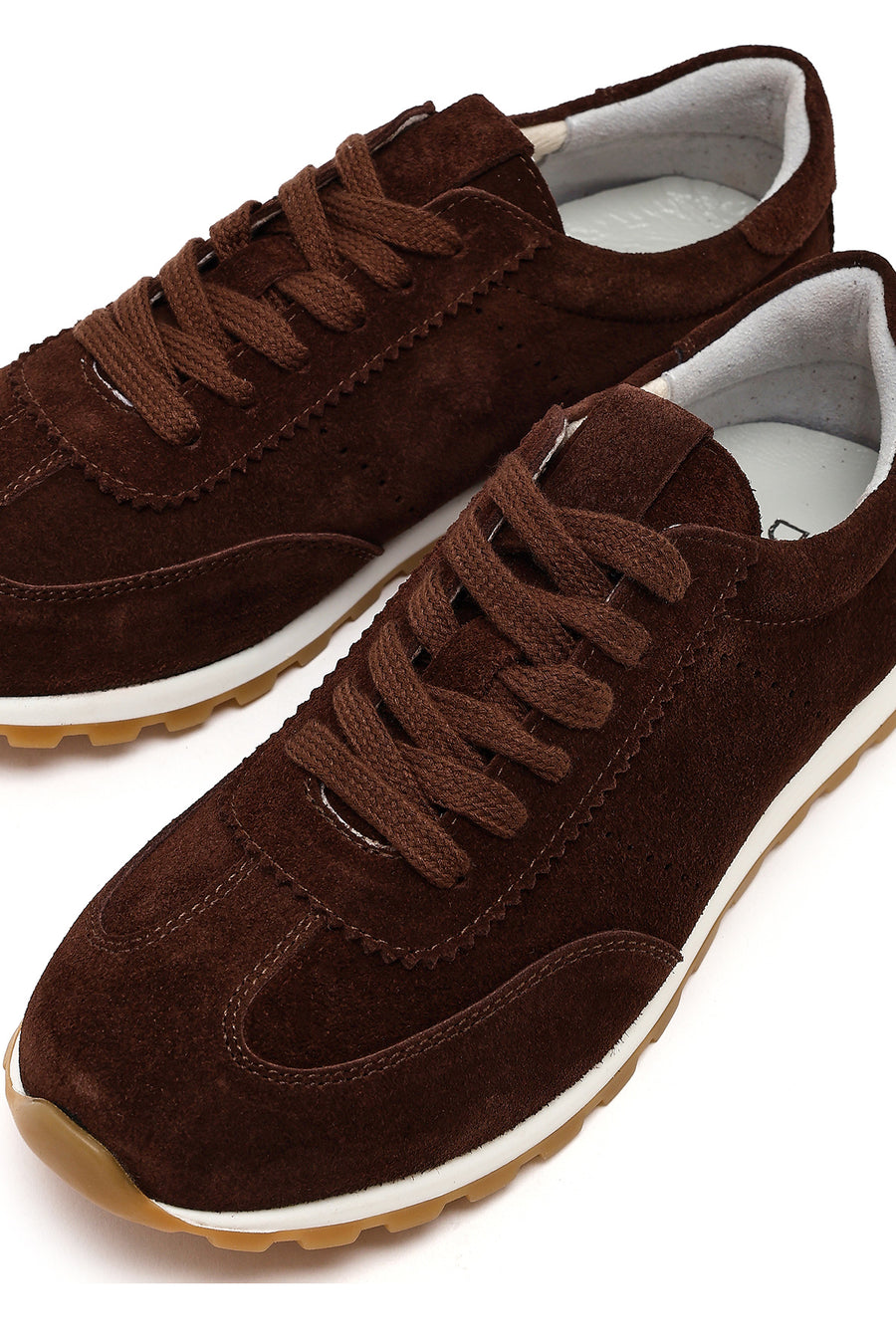 Women's Brown Lace-up Suede Leather Sneaker