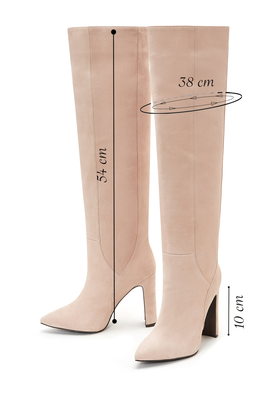 Women's Beige Suede Leather Heeled Boots