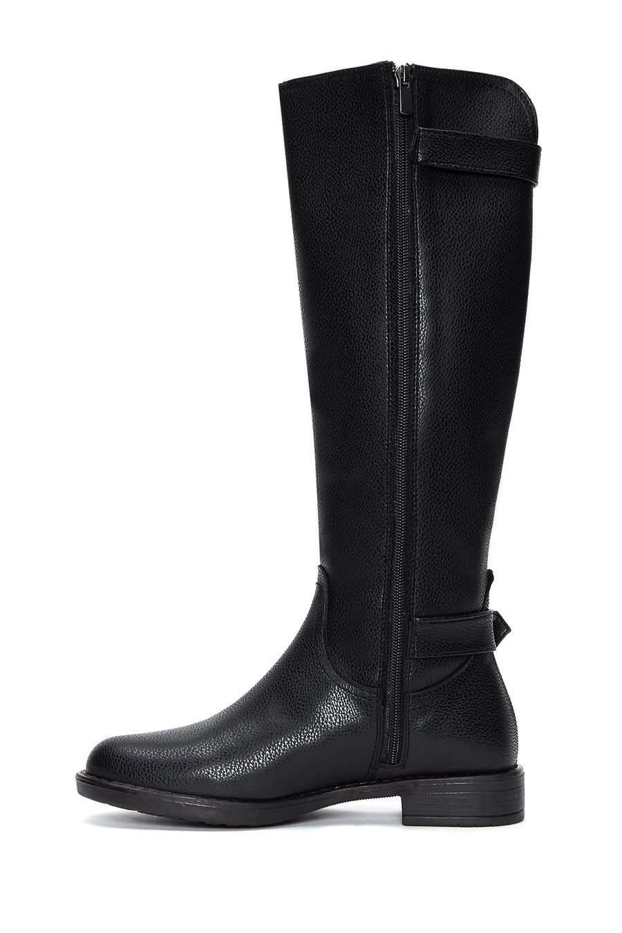 Women's Black Zippered Buckle Boots