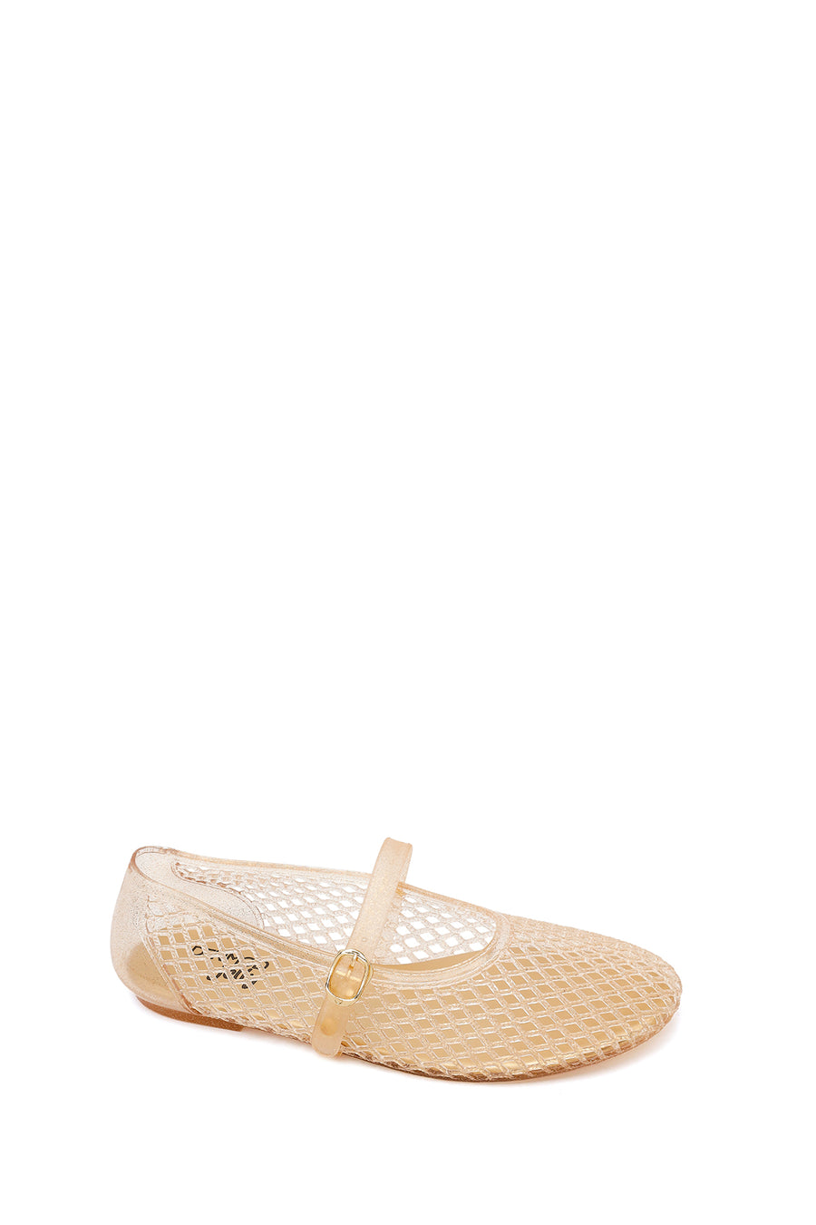 Women's Jelly Ballet Flats with Gold Buckle